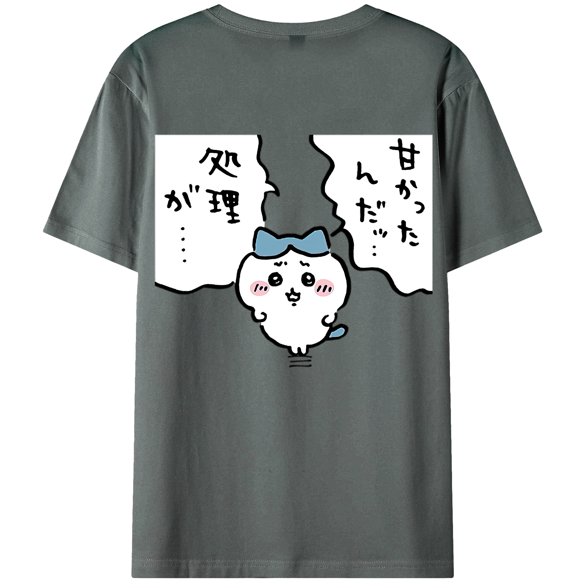 （画像用） ちいかわ ハチワレ Chii-kawa hachiware 綿100％ メンズ半袖Tシャツ（バックプリント） 通気性